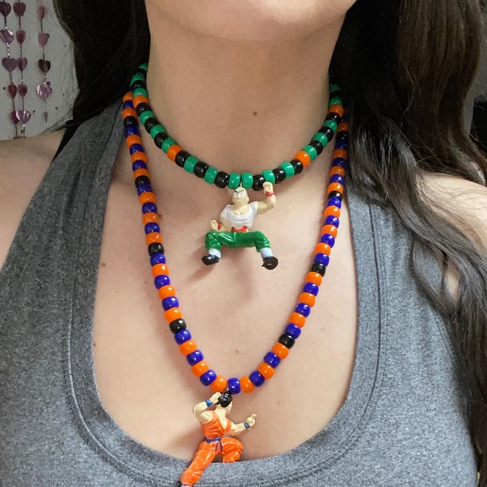 Dragon ball Z Beaded Kandi Necklace chocker Set vintage anime